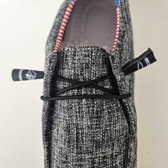 Mens Casual Loafers 12.5/47 Slip-On Boat Shoes Black/White Lightweight Comfort - Picture 5 of 10